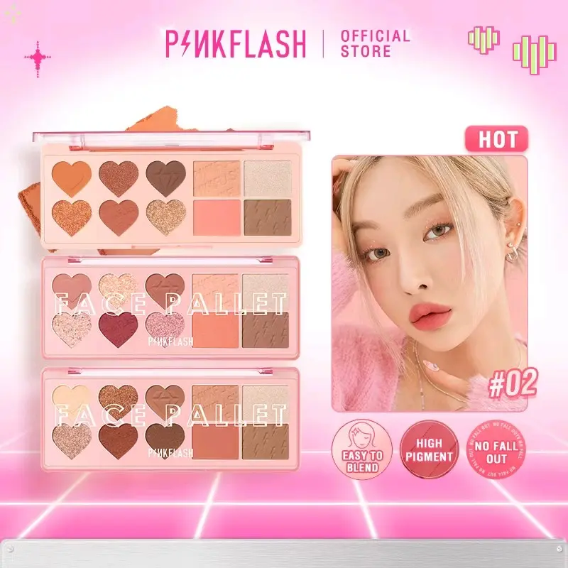 PINKFLASH Oh MyLove 4in1 Multiple Face Palette Eyeshadow, Blush, Highlighter & Contour 1