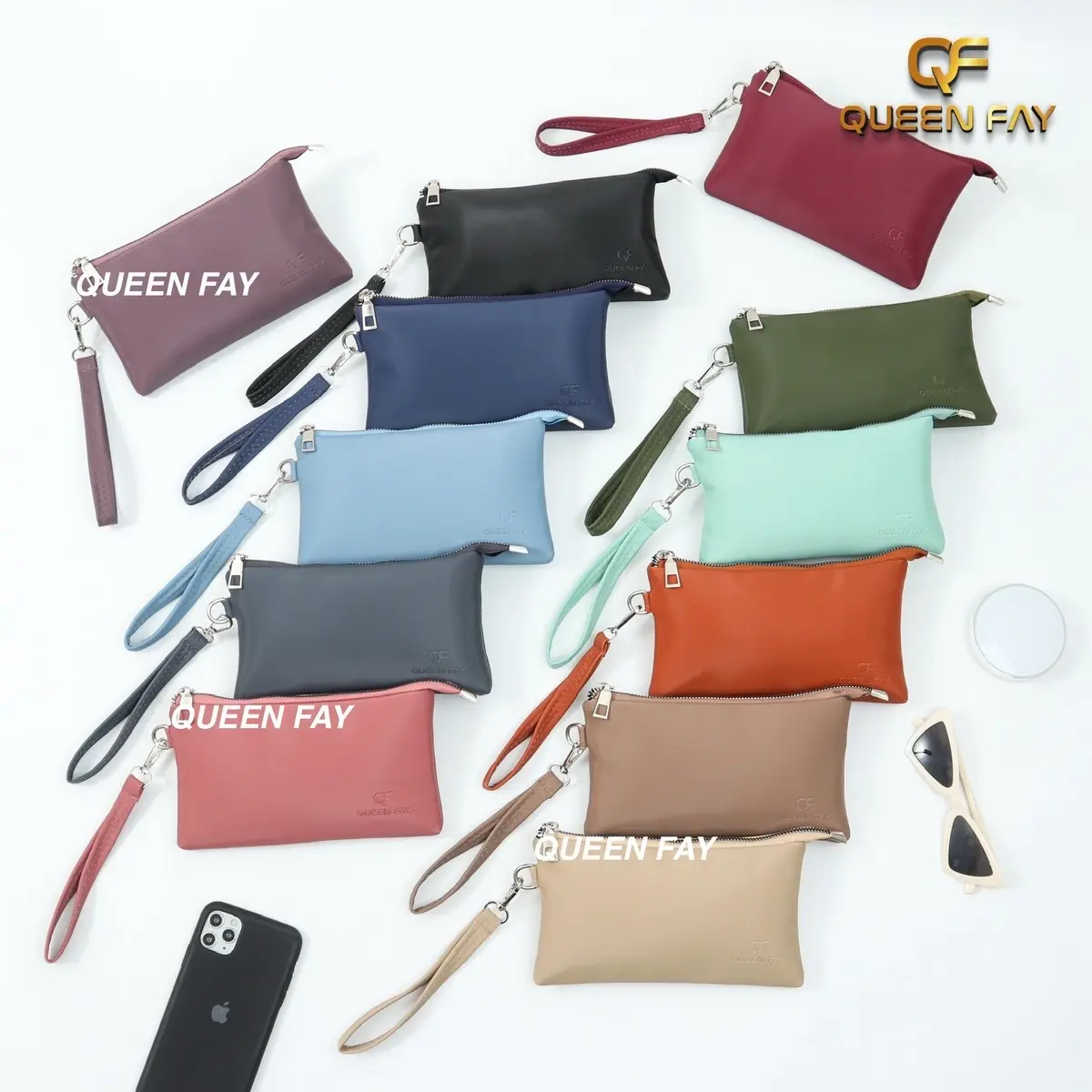 Dompet Wanita Queen Fay Pouch Amora Simple Minimalis Elegant - Bahan Cocoly Waterproof, Tersedia dalam 12 Varian Warna