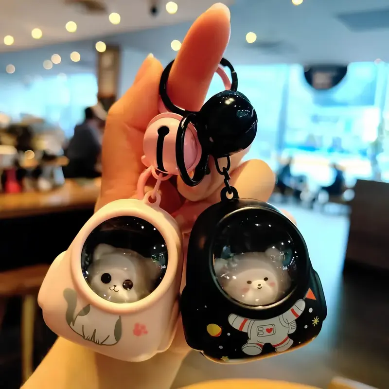 【Versi I Love You】Gantungan Kunci Backpack Cat Astronot Cute Karakter Keychain With Night Lamp Multifungsi Led 3
