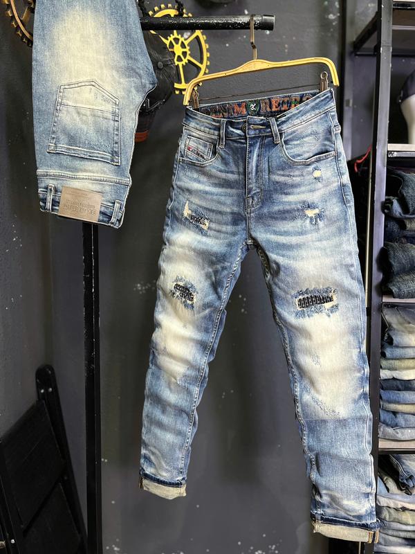   GIÁ MỞ BÁN  3K DENIM Jean Denim Guangzhou-3K1948 Quần Jean Nam Dài Màu Xanh Was Rách Lưng Thêu Mẫu Mới J4017 
