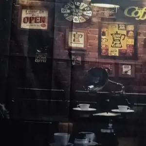 Kain Latar Belakang Lukisan Dekorasi Kafe Kreatif Retro, Kain Gantung Hiasan Dinding Area Santai, Rangka Foto dan Aksesori Dinding Foto