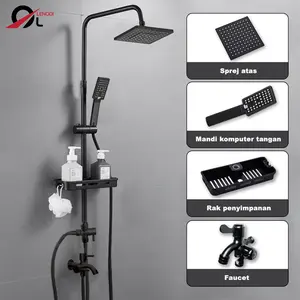 Shower Kamar Mandi 4 Dalam 1 Set Dengan Sprayer Faucet Sprayer / Black Gold Kamar Mandi Shower Set / Panas Dan Dingin Set Kamar Mandi Besi Tahan Karat