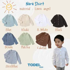 Todei.kids Kemeja Atasan Lengan Panjang Anak Laki Laki Casual Linen Angel Premium 1 Sampai 6 Tahun / Kemeja Koko Nara