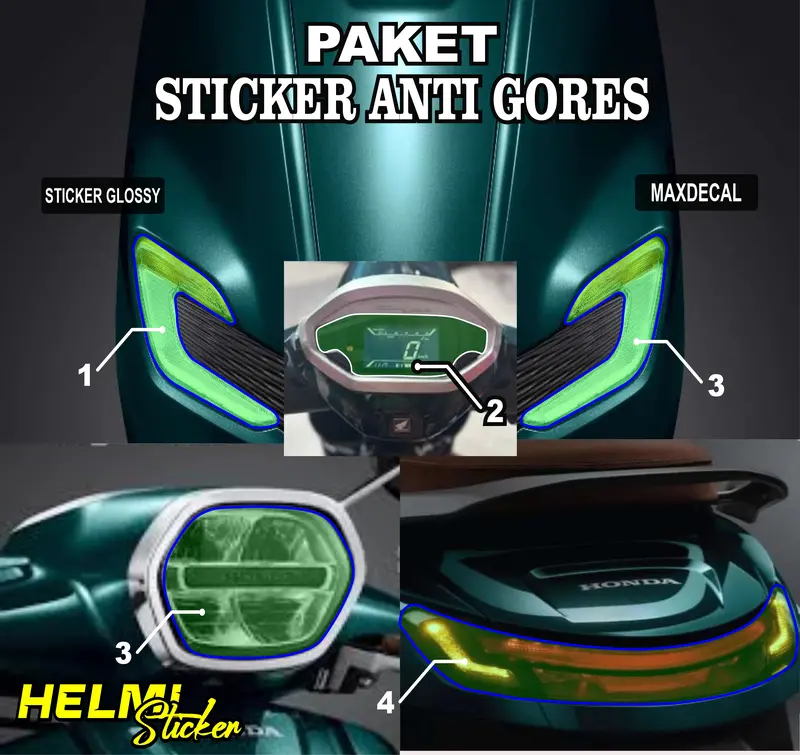 PAKET STICKER TRASPARAN MIKA HONDA STYLO 160 PELINDUNG MIKA ANTI GORES  SEN LAMPU STOP LAMPU DEPAN SPIDOMEETER ANTI GORES VARIASI STIKER Motorcycle 6