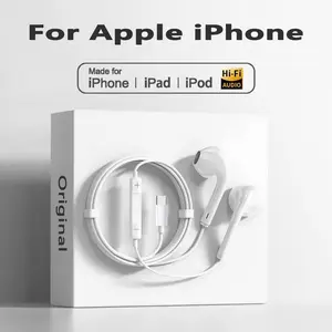 Original Headphones For Apple iPhone 16 15 14 13 12 11 Pro Max Plus For Lightning USB C 3.5MM In-ear Wired Earphones Accessories