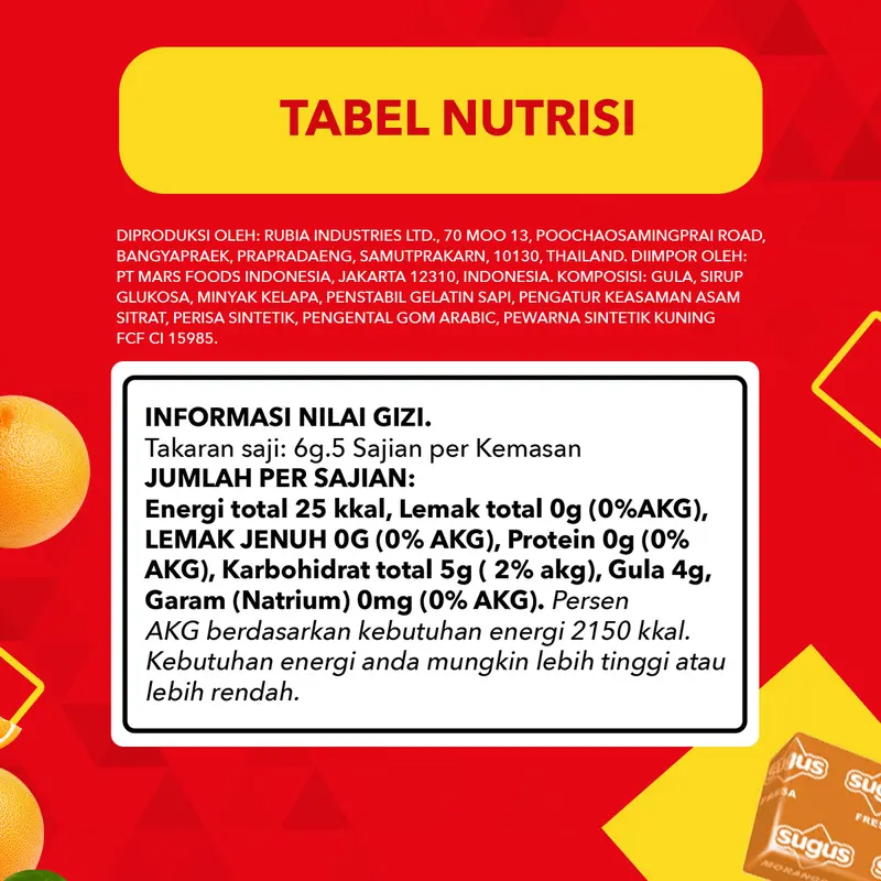 SUGUS Stick Orange 30g X5 - Permen Lunak - Sweet Candy 1
