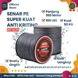 Senar Pancing PE 300 - 500 Meter Warna Abu-abu Senar Pancing Kuat 50 Kg Braided Anti Kriting