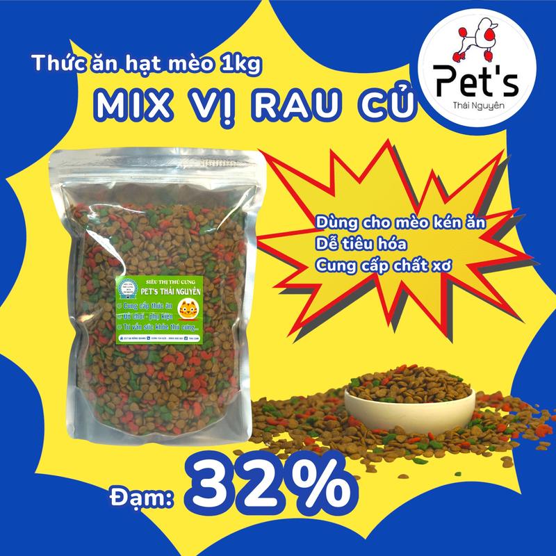 LIBA - Hạt Mix Dinh Dưỡng Cho Mèo Cưng Túi 1kg Vị Rau Củ Đạm 32% Hỗ Trợ Sức Khỏe & Hỗ Trợ Tiêu Hóa