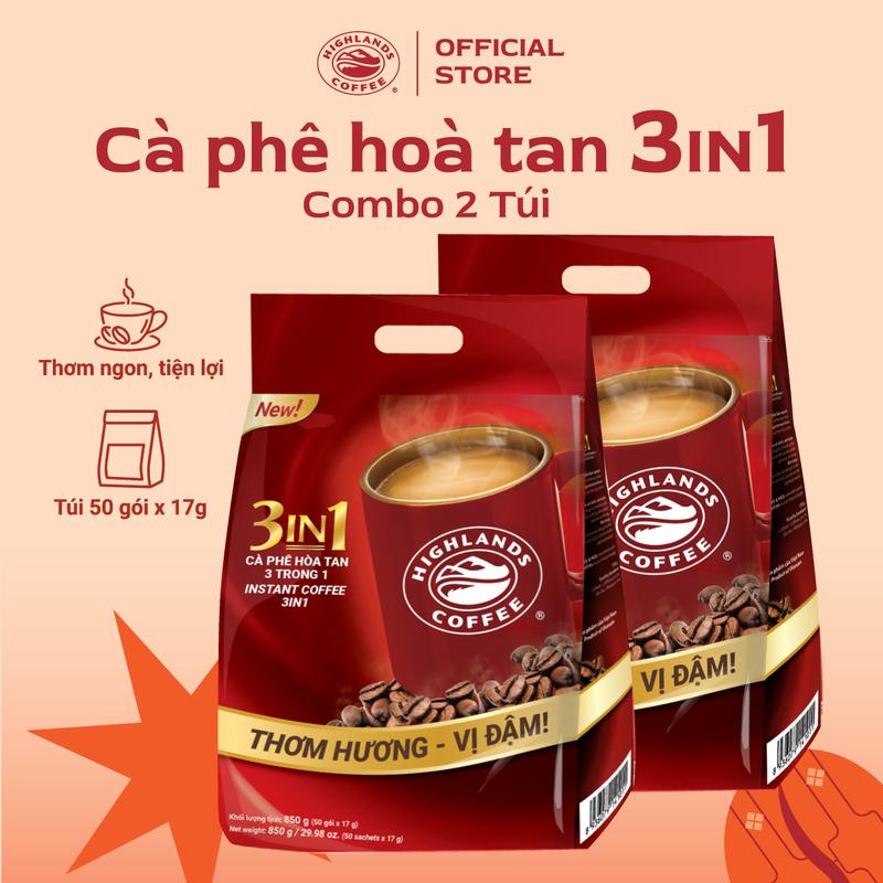 Highlands Coffee Combo 2 Túi Cà phê sữa hòa tan 3in1 Highlands Coffee 50 gói x 17g