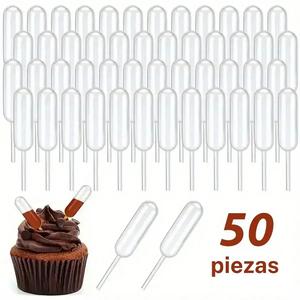 Pipetas para Cupcakes, 50PCS de 4ml de Plástico Transparente, Adecuadas para Cupcakes de Chocolate o Fresas, Helado, Mini Pasteles, Gofres, Pintura Infantil, Suministros de Cocina