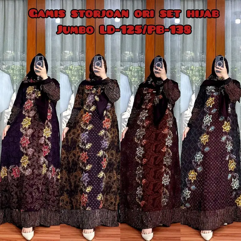 Gamis Storjoan Set Hijab Rayon super Pemium Jumbo.(LD-125/PB-138) 0