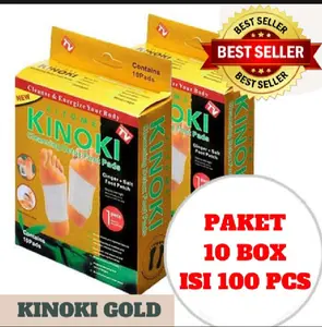 PROMO Paket 10 Box isi 100 PCS Kinoki Gold Detox Foot Pads Koyo kaki Penyerap Racun Dalam Tubuh Secara Alami