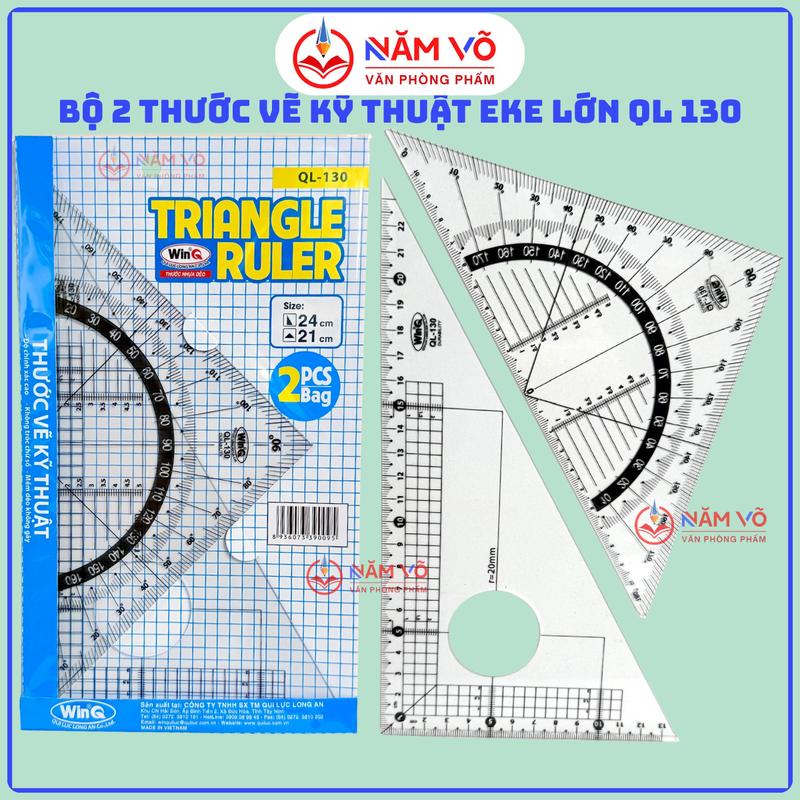   QL130  COMBO 2 BỘ  4 Cây  Thước Nhựa Dẻo  Thước Vẽ Kỹ Thuật  Thước Kẻ Eke Tam Giác Vuông WinQ QL130 Không Mờ Số Độ Chính Xác Cao 
