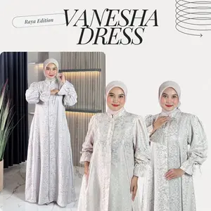 immazma460 -Vanesha Dress Gamis Rayon Viscose Jaguar Motif Bunga Ukuran Standar Jumbo