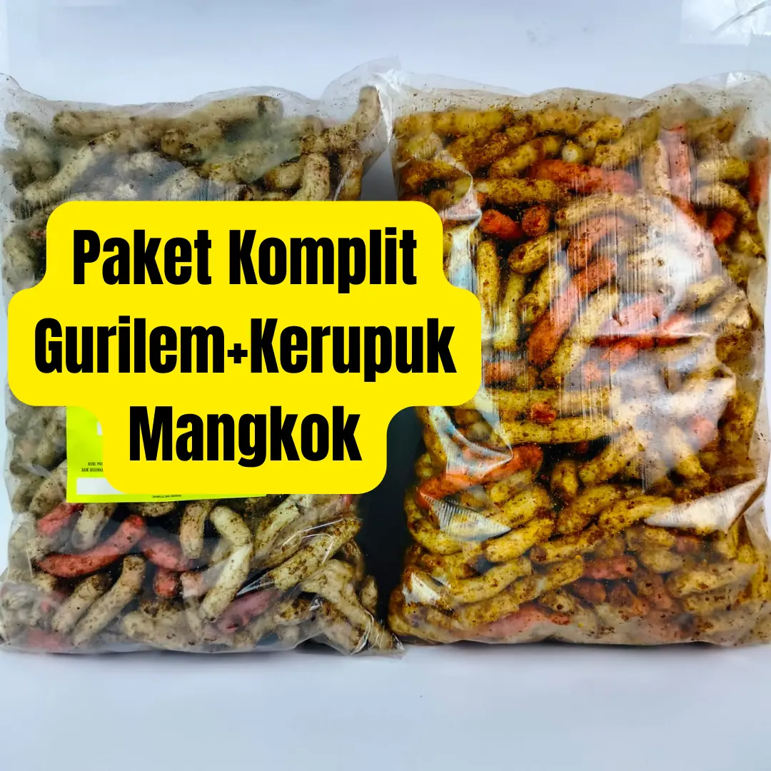 Paket Gurilem & Kerupuk Mangkok Pedas isi 500 gram Food Snacks
