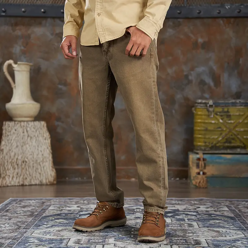 MÃ số 033, Quần Jean Nam, Dáng Hơi Suông, Denim Không Co Giãn, Màu Nâu, Phong Cách Vintage 8