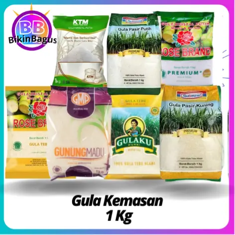 Gula pasir kemasan random KTM Gulaku Rose Brand PSM GMP 1 Kg dll