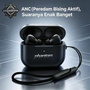 EMBEDRONE Earphone best seller 2026 punya penerjemah otomatis, interaksi suara AI, standar IPX7, masa pakai baterai panjang anti bising.