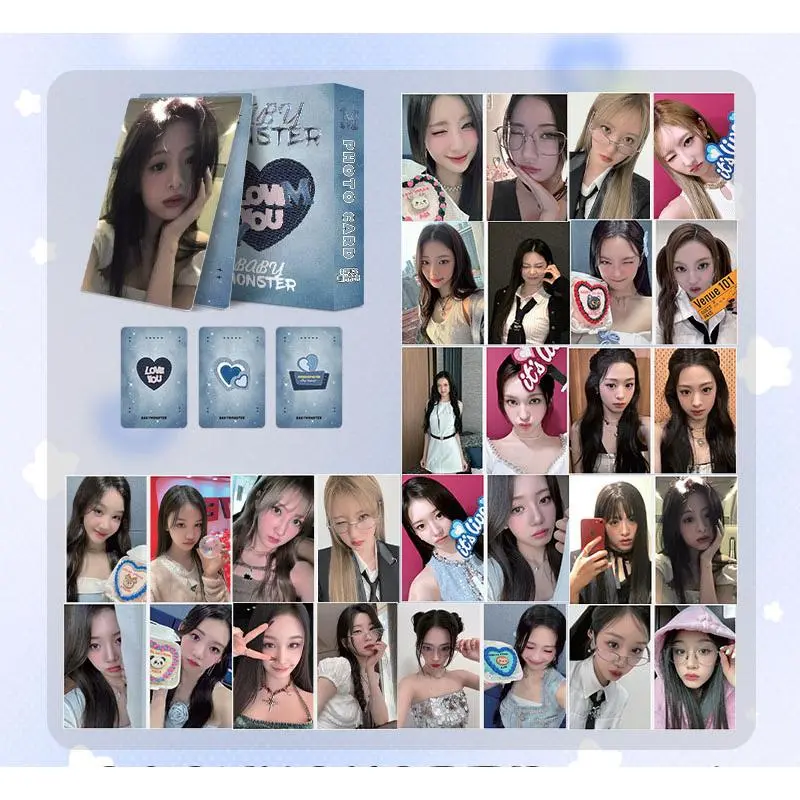 [50pcs] HOLOGRAM PACK PHOTOCARD BABY MONSTER BIRU HOLO ALBUM LOMO CARD PHOTO CARD KPOP LOMOCARD KPOPERS PHOTOCARD ahyeon yg enteraiment ruka rami chiquita pharita asa