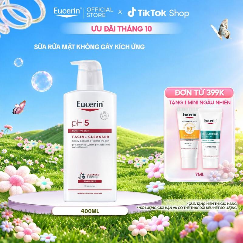 Sữa Rửa Mặt Cho Da Nhạy Cảm Eucerin PH5 Sensitive Skin Facial Cleanser 400ml-Skincare Nữ