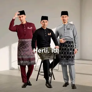 SET BAJU CELANA  ( FREE SONGKET ) MELAYU CEKAK MUSANG TELUK BELANGA PRIA MODERN 2026