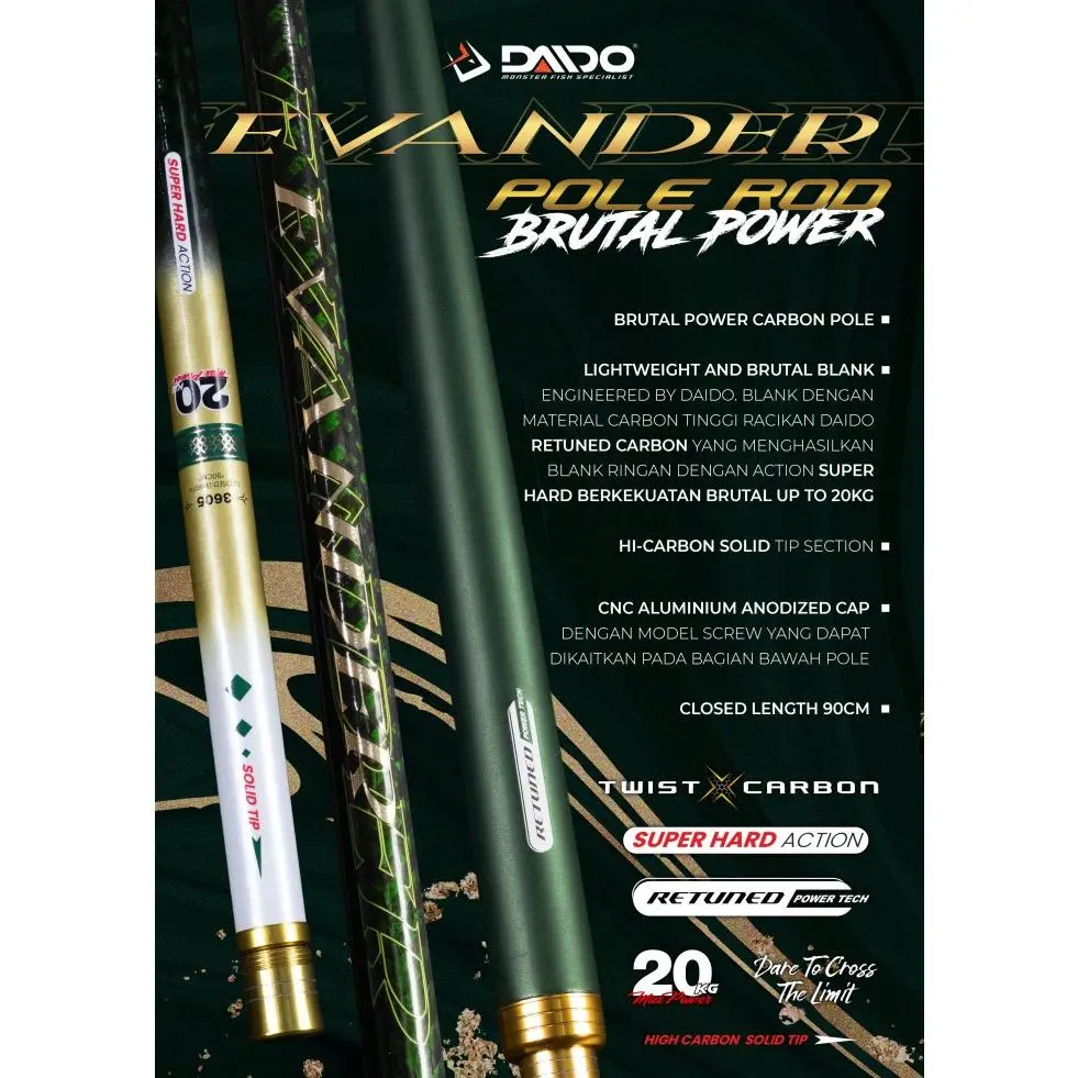 PROMO - JORAN POLE DAIDO EVANDER CARBON RUAS 90CM SIZE 250CM 300CM 360CM 450CM