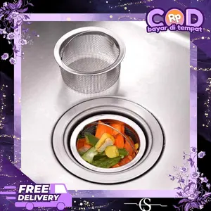 Saringan Wastafel Dapur Tahan Karat Stainless 4 x 7.5 x 5 cm Penyaring Kotoran Mudah Digunakan