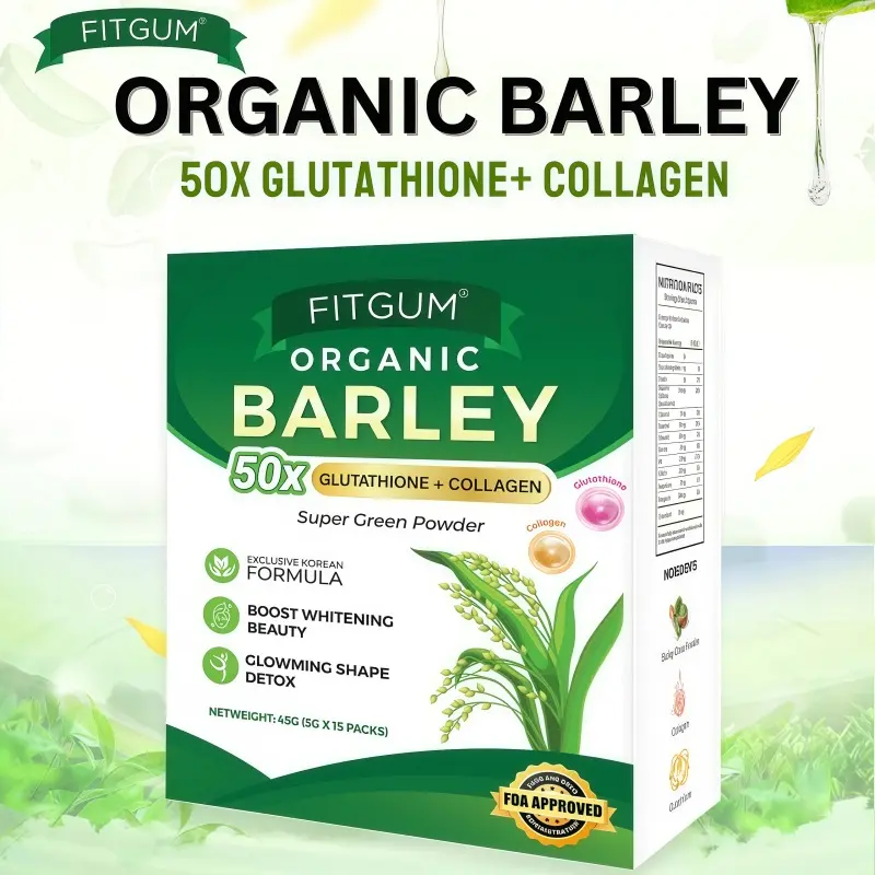 glutathione powder philippines Fitgum Organic Barley 50x Collagen - Natural Wholesome Drink for Enhanced Health Benefits - Daily Consumption Supplement - Healthcare a premium drink mix that combines the power of Glutathione and Marine Collagen in a rich chocolate flavor Fitgum Organic Barley 50X Super