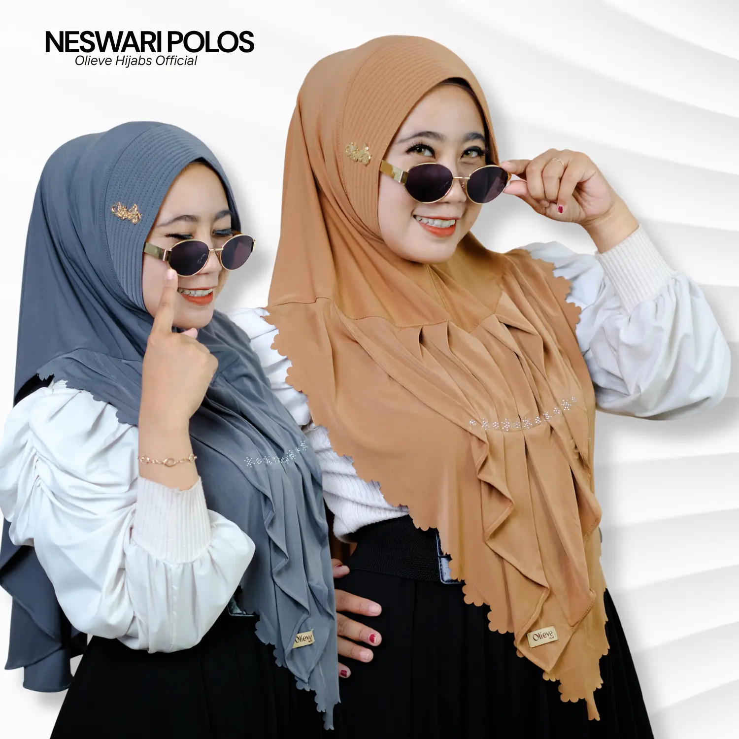 OLIEVE HIJABS l KHIMAR NESWARI MOTIF Kerudung Syar'i Panjang Beli Lokal Fashion Muslim Ceruty Baby Doll Soft Pet Anti Busa Premium Cantik Wanita Ceruti Syari Hitam Layer Instan Santai Putih