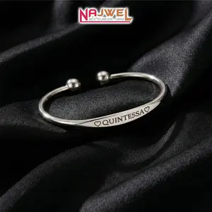 Quintessa - Gelang Monel Ukir Nama Bayi Silver Garansi Anti Karat Penyetabil Suhu Badan Baby & Anak 0 - 6 Bulan