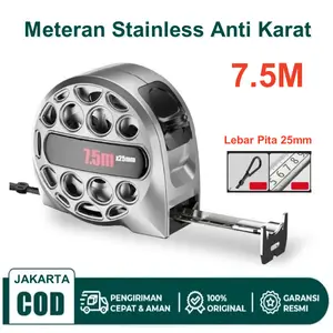 Meteran Stainless Steel 7.5m Anti Karat Alat Ukur Presisi Tinggi Kelas Industri Roll Kuat Awet