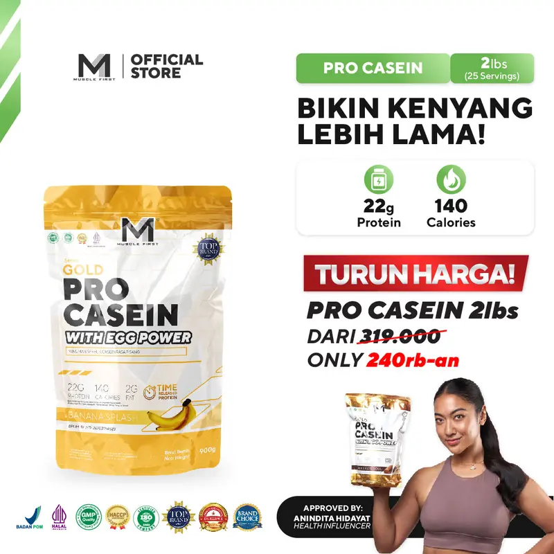 MUSCLE FIRST Pro Casein 2lbs/900gr - Whey Protein Suplemen Fitness 0