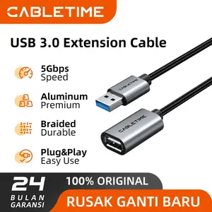 CABLETIME Kabel USB 3.0 Male to Female Extension Perpanjangan USB High Speed Computer