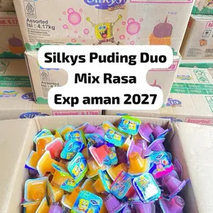 1 kg isi 46 Silkys Duo Puding Silky kiloan exp 2027 Jeli Jelly 2 lapis Buah Gula Aren Camilan Lebaran Jajan Anak Jajan Murah Pudding Jajanan Food Manis