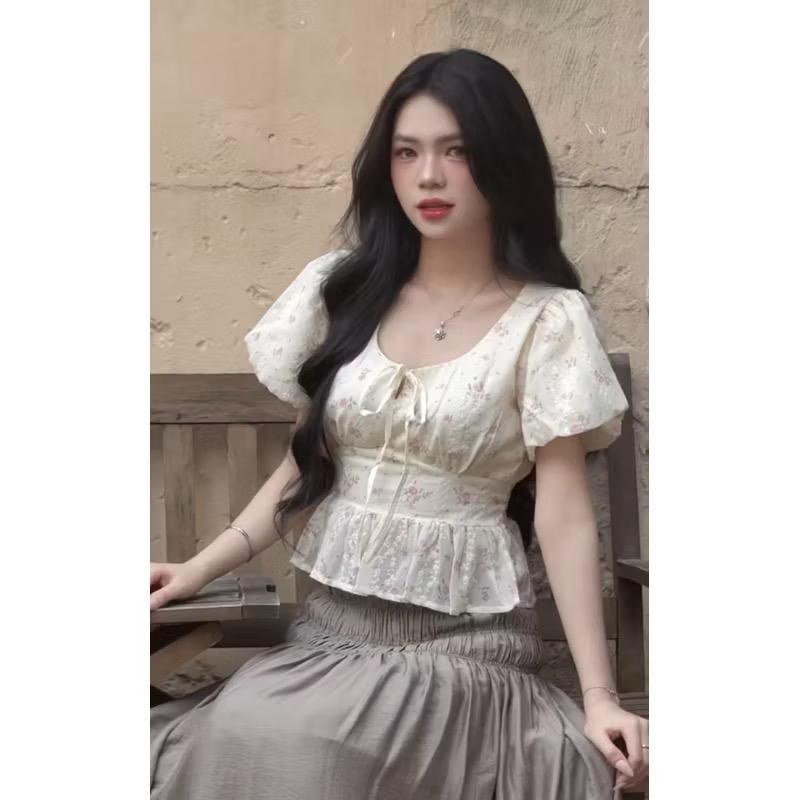 BABYDOLL HOA NHÍ áo kiểu nữ tay bồng hoa nhí chun sau bigsize 55-100kg