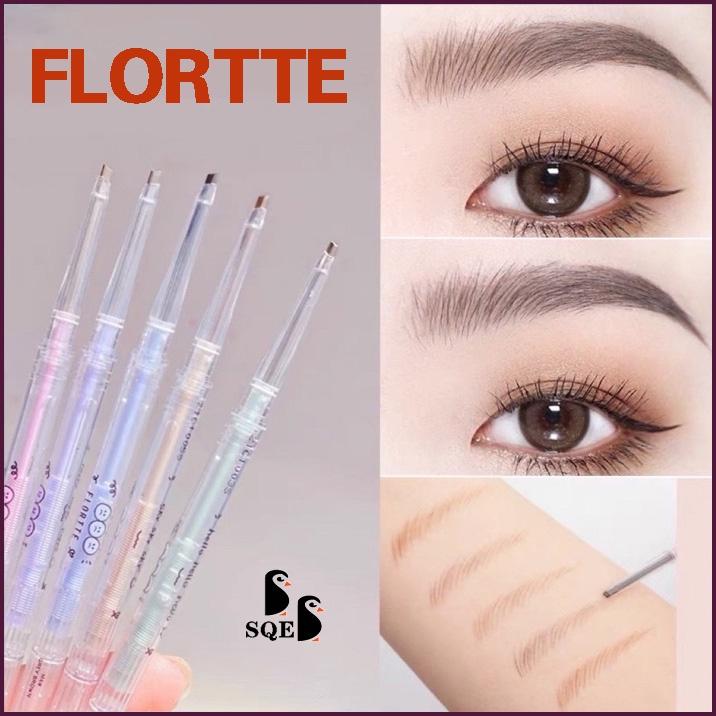 Bút Chì Kẻ Lông Mày FLORTTE, Hai Đầu, Siêu Mịn, Không Thấm Nước Và Chống Mồ Hôi, Phấn Kẻ Lông Mày, Đảm Bảo Chính Hãng