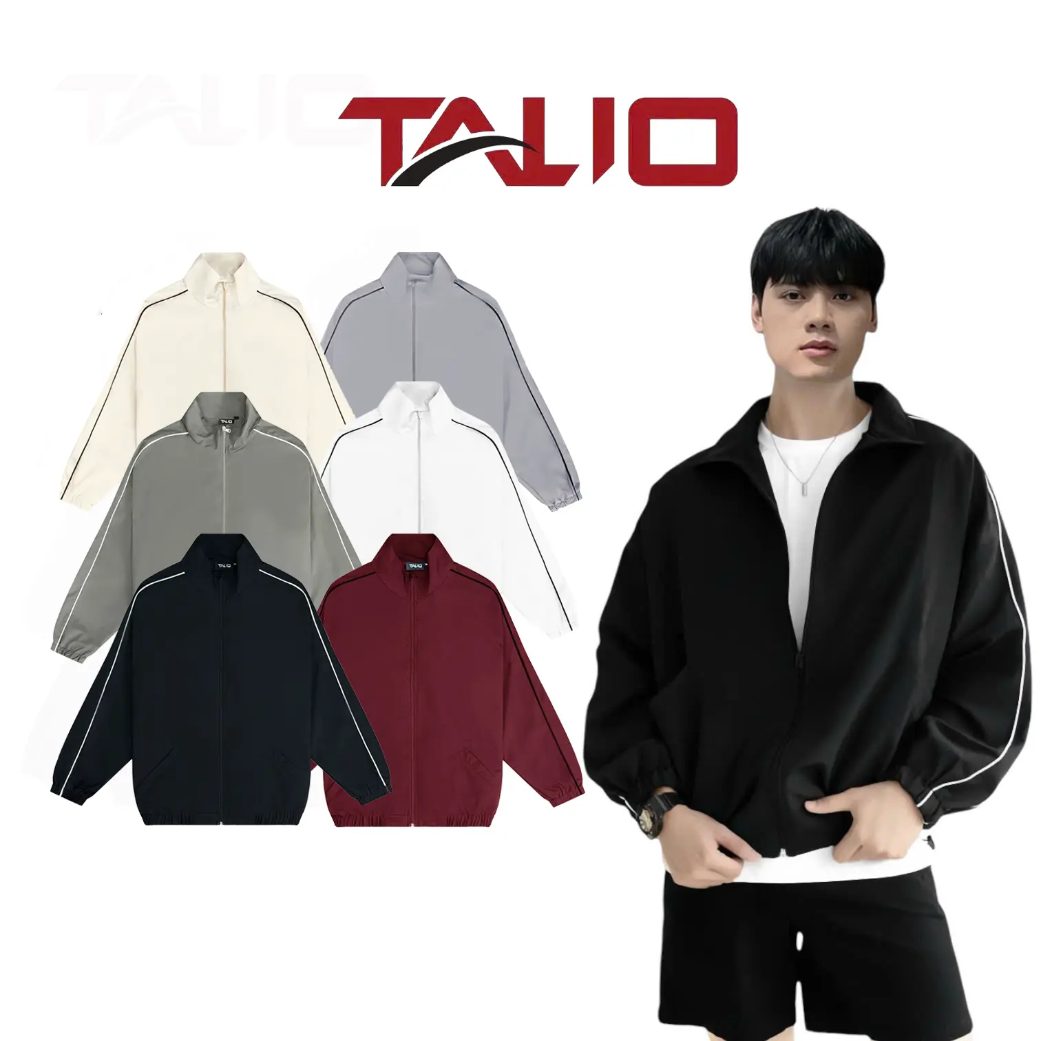 Áo khoác gió dù 2 lớp sọc kẻ tay TALIO, trượt nước, cản gió, dành cho nam và nữ KG202