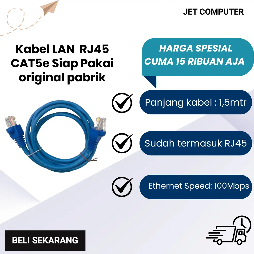 Kabel LAN 1,5 Meter RJ45 CAT5e Siap Pakai original pabrik