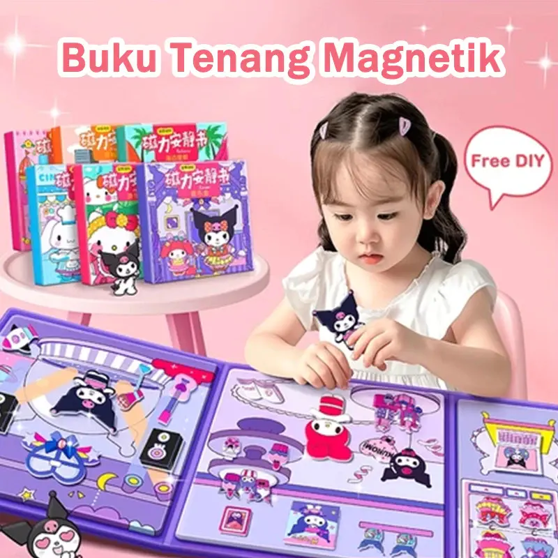 [KIDSWORLD] Buku Aktivitas Magnetik Kuromi, Cinnamoroll, Melody, Shinchan - Buku Edukasi Interaktif untuk Anak Toys