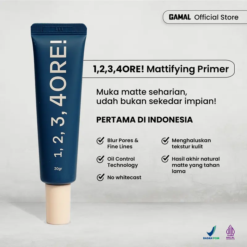 GAMAL | 1,2,3,4ORE! Mattifying Pore Primer | 30gr | Menyamarkan Pori-Pori dan Menahan Minyak Wajah | Poreless & Oil Control 0