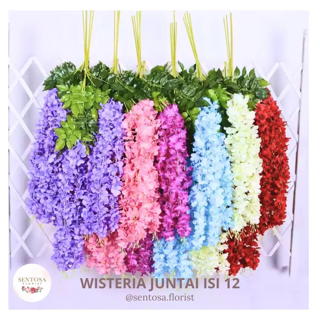WISTERIA JUNTAI DEKORASI ISI 12 TANGKAI/BUNGA JUNTAI PALSU CABANG 3/BUNGA JUNTAI JUMBO PREMIUM ARTIFICIAL DEKORASI(37-42)