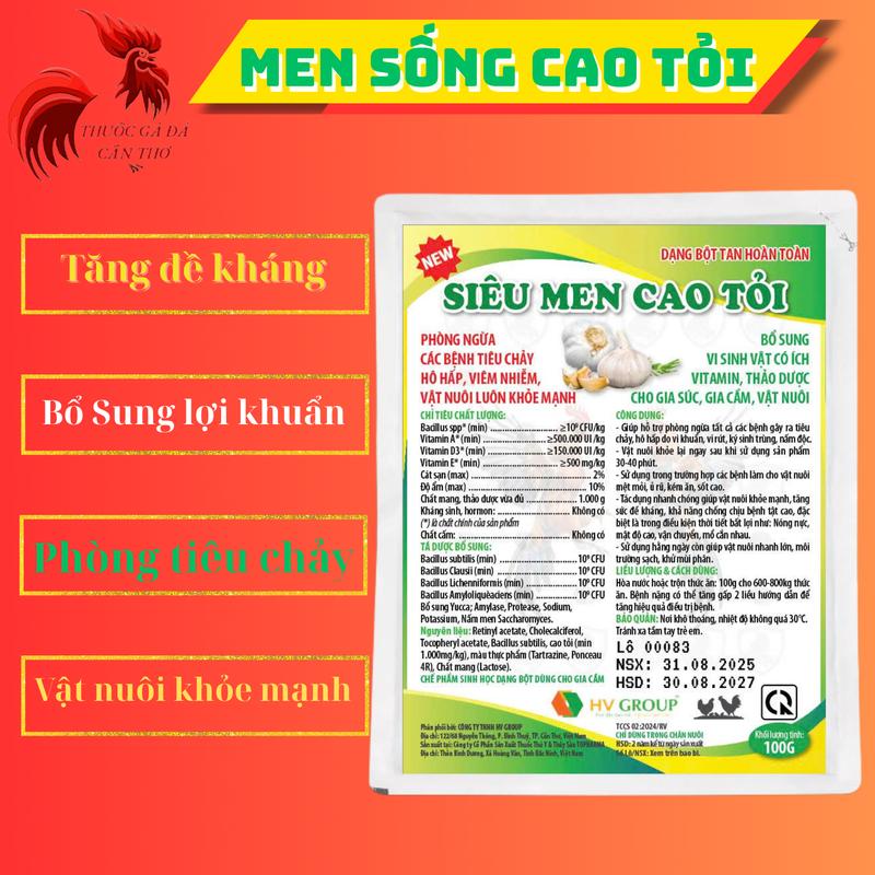  Men sống cao tỏi tăng đề kháng phòng tiêu chảy - chướng diều gà mau tiêu gói 100g 