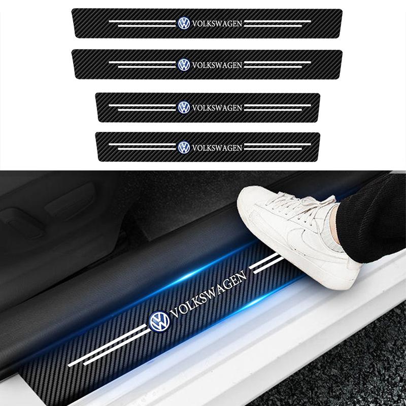 Product Introduction of Suitable for Volkswagen Passat Tiguan Golf Tourrag Lavida Car Door Sill Sticker Anti-Scratch Carbon Fiber leather Sticker Trunk Protector Stickers 3
