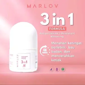 [READY] MARLOV 3 IN 1 DEODORANT ANTIPERSPIRANT WHITENING ROLL ON MEMBANTU MENGHILANGKAN BAU KETIAK KERINGAT BERLEBIH