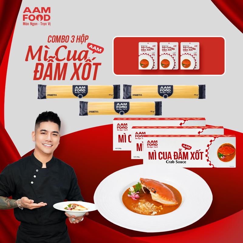 Combo 3 Hộp Mì Cua Đẫm Xốt AAM - Siêu Tiện Lợi, Chuẩn Vị Nhà Hàng