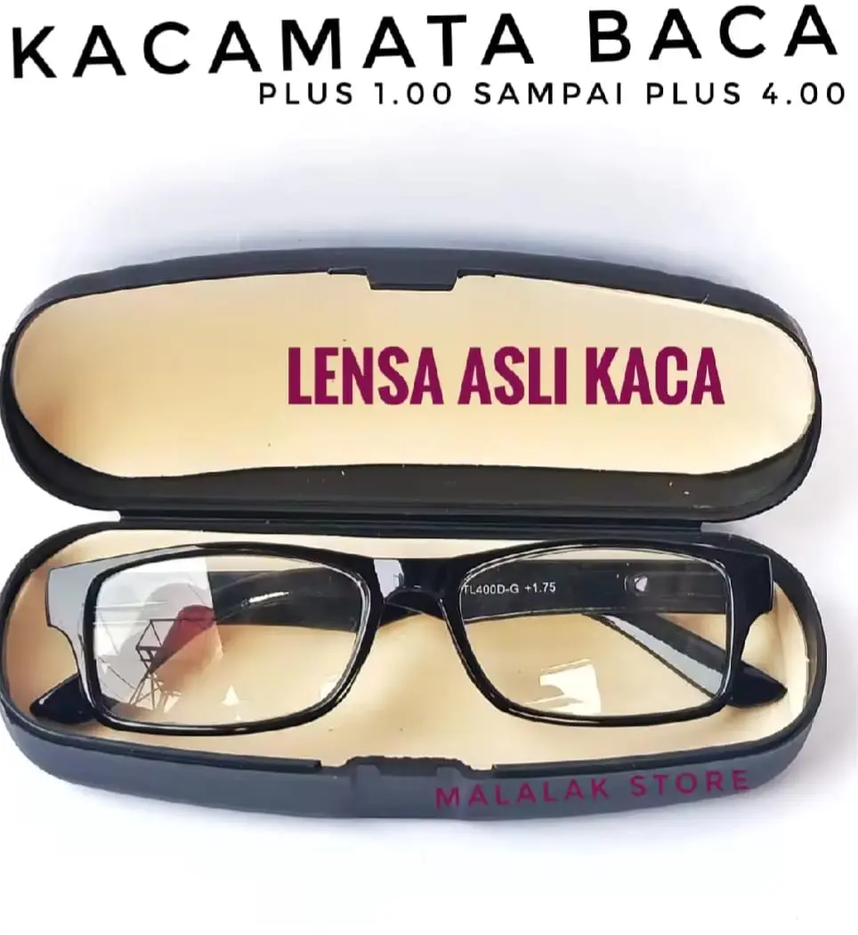 Kacamata baca lensa asli kaca pria dan wanita untuk mata rabun dekat ukuran plus 1.00 sampai plus 4.00 ready stok bayar di tempat bonus box dan lap pembersih