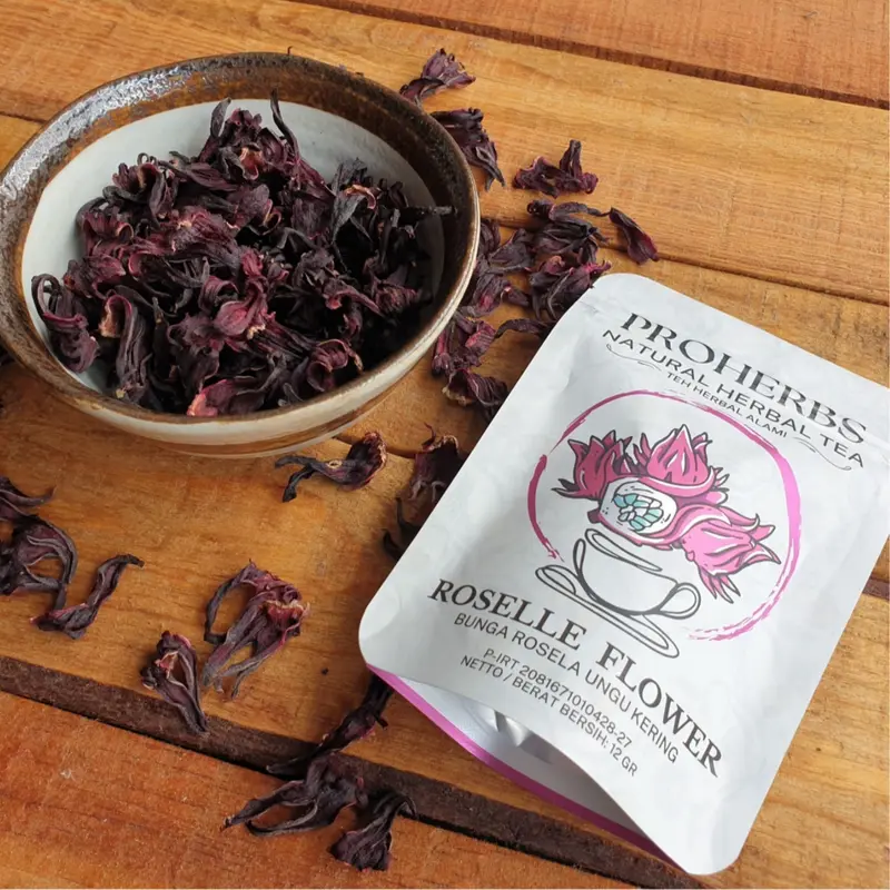 Metallic Pouch Proherbs Bunga Rosela Ungu - Roselle Flower 100% Organik Tea Herbal 2