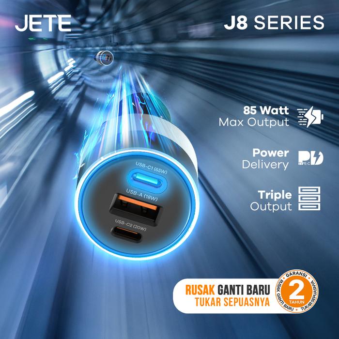 Gambar JETE J8 Car Charger 85W 3 Port Fast Charging With Type C PD - Garansi Resmi dari Doran Gadget Official Kota Administrasi Jakarta Pusat Tokopedia
