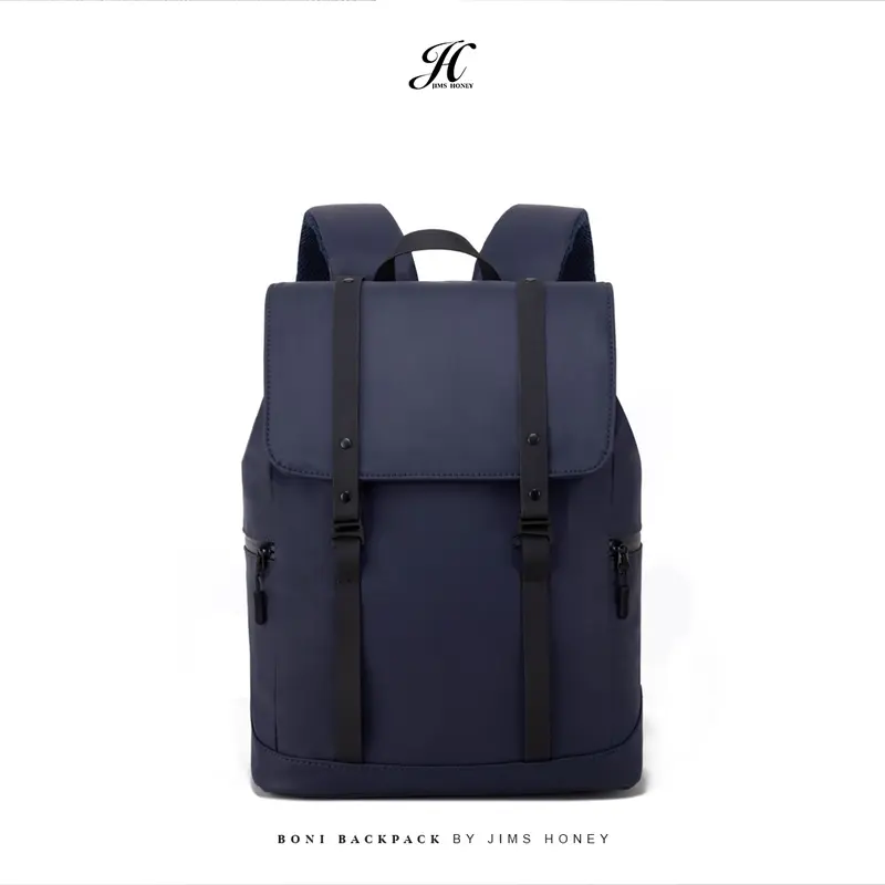 JIMS HONEY Boni Backpack Tas Ransel Unisex Kulit Sekolah Kuliah Kerja Hitam Wanita Pria Anti Air Muat Laptop 0