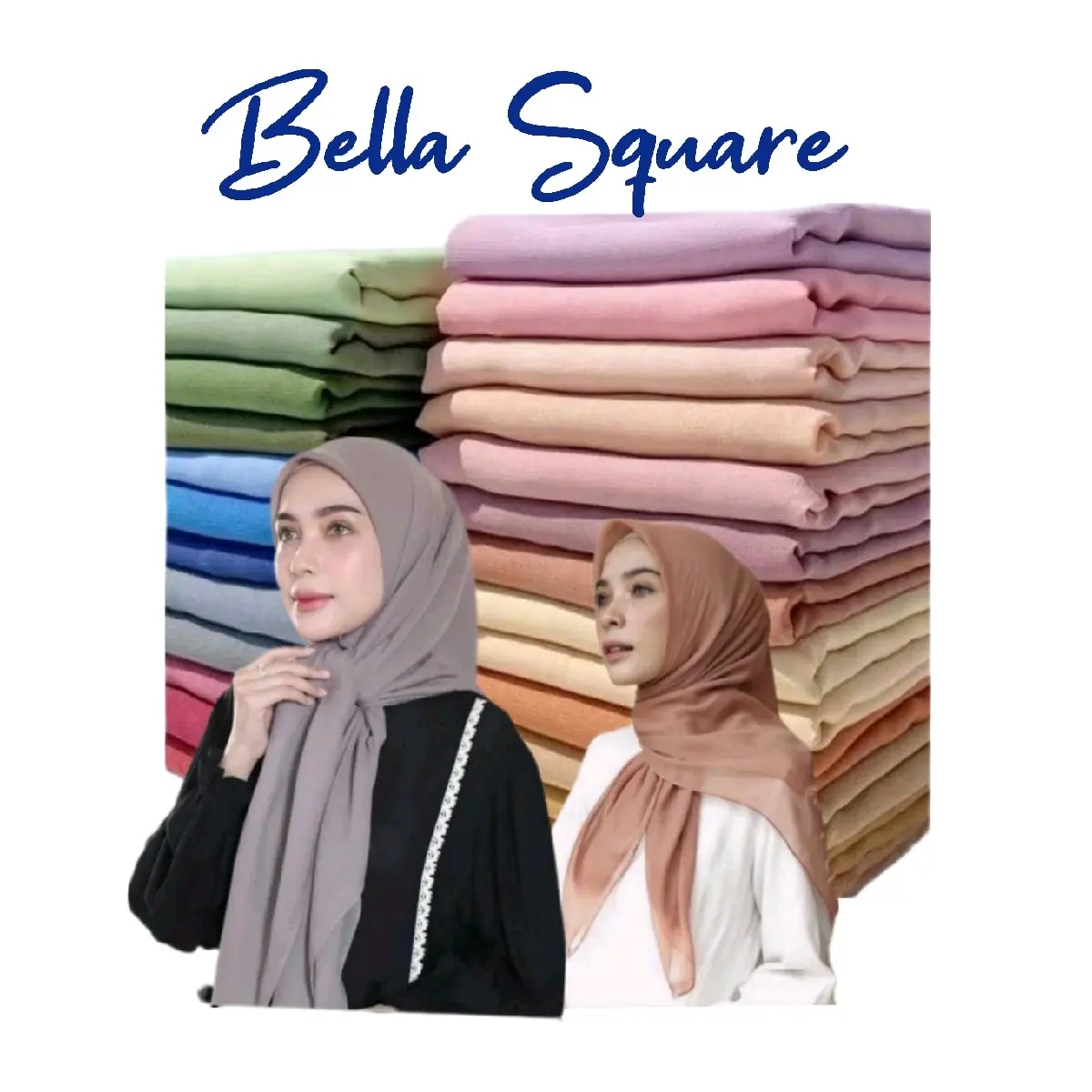Kerudung segi empat Bella Square Premium / Hijab segi empat Bella Square Polos / Jilbab segiempat polos Polycotton Nyaman